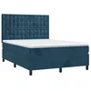 Image de vidaXL Sommier à lattes de lit et matelas Bleu foncé 140x200cm Velours