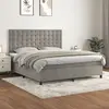Image de vidaXL Sommier à lattes de lit et matelas Gris clair 160x200cm Velours