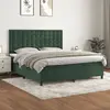 Image de vidaXL Sommier à lattes de lit et matelas Vert foncé 160x200cm Velours