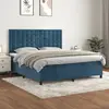 Image de vidaXL Sommier à lattes de lit et matelas Bleu foncé 160x200cm Velours