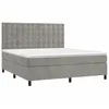 Image de vidaXL Sommier à Lattes de Lit avec Matelas, Lit Rembourré, Lit Double, Lit Adulte de Chambre à Coucher Intérieur, Moderne, Gris Clair 180x200cm Velours