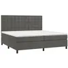 Image de vidaXL Sommier à Lattes de Lit avec Matelas, Lit Rembourré, Lit Double, Lit Adulte de Chambre à Coucher Intérieur, Moderne, Gris Foncé 200x200cm Velours