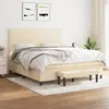 Image de vidaXL Sommier à lattes de lit avec matelas Crème 160x200 cm Tissu