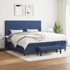 Image de vidaXL Sommier à lattes de lit avec matelas Bleu 200x200 cm Tissu