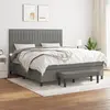Image de vidaXL Sommier à lattes de lit avec matelas Gris foncé 180x200cm Tissu