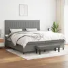 Image de vidaXL Sommier à lattes de lit avec matelas Gris foncé 200x200cm Tissu