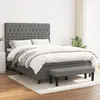 Image de vidaXL Sommier à lattes de lit avec matelas Gris foncé 140x200cm Tissu