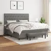 Image de vidaXL Sommier à lattes de lit avec matelas Gris foncé 180x200cm Tissu