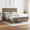 Image de vidaXL Sommier à lattes de lit avec matelas Taupe 180x200 cm Tissu