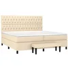 Image de vidaXL Sommier à lattes de lit avec matelas Crème 200x200 cm Tissu