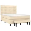 Image de vidaXL Sommier à lattes de lit avec matelas Crème 140x190 cm Tissu