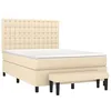 Image de vidaXL Sommier à lattes de lit avec matelas Crème 140x200 cm Tissu