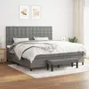 Image de vidaXL Sommier à lattes de lit avec matelas Gris foncé 200x200cm Tissu