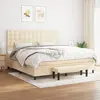 Image de vidaXL Sommier à lattes de lit avec matelas Crème 200x200 cm Tissu