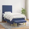 Image de vidaXL Sommier à lattes de lit avec matelas Bleu 90x190 cm Tissu