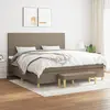 Image de vidaXL Sommier à lattes de lit avec matelas Taupe 200x200 cm Tissu
