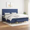 Image de vidaXL Sommier à lattes de lit avec matelas Bleu 200x200 cm Tissu