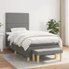 Image de vidaXL Sommier à lattes de lit avec matelas Gris foncé 90x200 cm Tissu