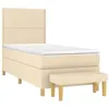 Image de vidaXL Sommier à lattes de lit avec matelas Crème 90x200 cm Tissu