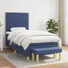 Image de vidaXL Sommier à lattes de lit avec matelas Bleu 90x200 cm Tissu