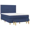 Image de vidaXL Sommier à lattes de lit avec matelas Bleu 140x190 cm Tissu
