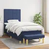 Image de vidaXL Sommier à lattes de lit avec matelas Bleu 90x190 cm Tissu