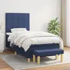 Image de vidaXL Sommier à lattes de lit avec matelas Bleu 100x200 cm Tissu