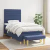 Image de vidaXL Sommier à lattes de lit avec matelas Bleu 90x200 cm Tissu