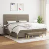 Image de vidaXL Sommier à lattes de lit avec matelas Taupe 200x200 cm Tissu