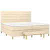 Image de vidaXL Sommier à lattes de lit avec matelas Crème 200x200 cm Tissu