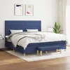 Image de vidaXL Sommier à lattes de lit avec matelas Bleu 200x200 cm Tissu