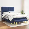 Image de vidaXL Sommier à lattes de lit avec matelas Bleu 140x190 cm Tissu