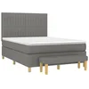 Image de vidaXL Sommier à lattes de lit avec matelas Gris foncé 140x200cm Tissu