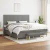 Image de vidaXL Sommier à lattes de lit avec matelas Gris foncé 200x200cm Tissu