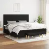 Image de vidaXL Sommier à lattes de lit avec matelas Noir 200x200 cm Tissu