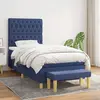 Image de vidaXL Sommier à lattes de lit avec matelas Bleu 100x200 cm Tissu