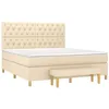 Image de vidaXL Sommier à lattes de lit avec matelas Crème 160x200 cm Tissu