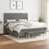 Image de vidaXL Sommier à lattes de lit avec matelas Gris foncé 180x200cm Tissu