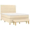Image de vidaXL Sommier à lattes de lit avec matelas Crème 140x200 cm Tissu
