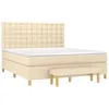 Image de vidaXL Sommier à lattes de lit avec matelas Crème 160x200 cm Tissu