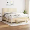 Image de vidaXL Sommier à lattes de lit avec matelas Crème 160x200 cm Tissu