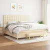 Image de vidaXL Sommier à lattes de lit avec matelas Crème 200x200 cm Tissu