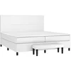 Image de vidaXL Sommier à lattes de lit avec matelas Blanc 200x200cm Similicuir