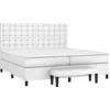 Image de vidaXL Sommier à lattes de lit avec matelas Blanc 200x200cm Similicuir