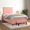 Image de vidaXL Sommier à lattes de lit avec matelas Rose 120x200 cm Velours