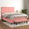 Image de vidaXL Sommier à lattes de lit avec matelas Rose 140x190 cm Velours