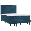 Image de vidaXL Sommier à lattes de lit et matelas Bleu foncé 140x200cm Velours
