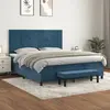 Image de vidaXL Sommier à lattes de lit et matelas Bleu foncé 160x200cm Velours