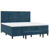 Image de vidaXL Sommier à Lattes de Lit avec Matelas, Lit Rembourré, Lit Double, Lit Adulte de Chambre à Coucher Intérieur, Moderne, Bleu Foncé 200x200cm Velours