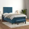 Image de vidaXL Sommier à lattes de lit et matelas Bleu foncé 120x200cm Velours